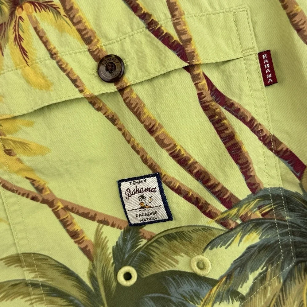 VTG Tommy Bahama Swimming Trunks Shorts Mens M Green Yellow Palm Floral Print
